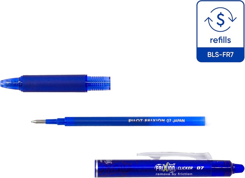 PILOT قلم بايلوت فريكسون كليكر القابل للسحب والقابل للمسح 0.7 مم، أزرق، قلم واحد - عبوة من 05 - Image 3